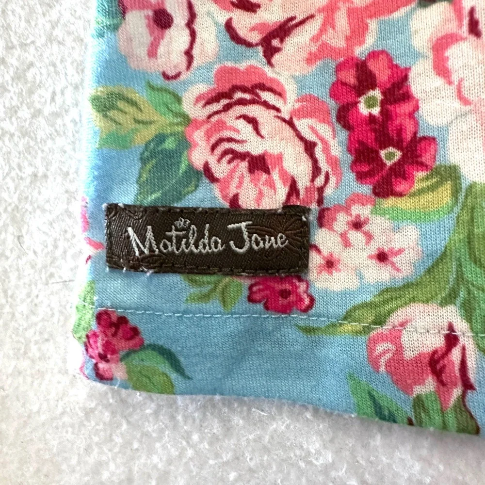 Matilda Jane Girls 6 Floral Tunic Top Ruffle Blue Pink Rose Flame Reaiatant